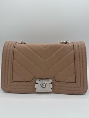 Badgley Mischka Quilted Chevron Crossbody Bag - Beige